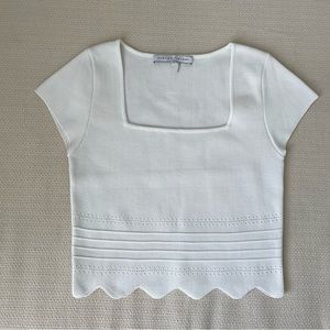 White crop Lovely & Blush, scallop edge, S